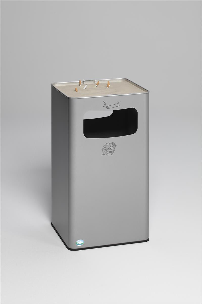 PROREGAL Klassieke Combinatie Asbak, Rechthoekig, HxBxD 75,5 x 43 x 43 cm, Gegalvaniseerd Staal, Zilver