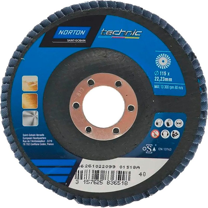 Disque à lamelles Norton Technic Ø 115 x 22,23 mm - Lot de 5