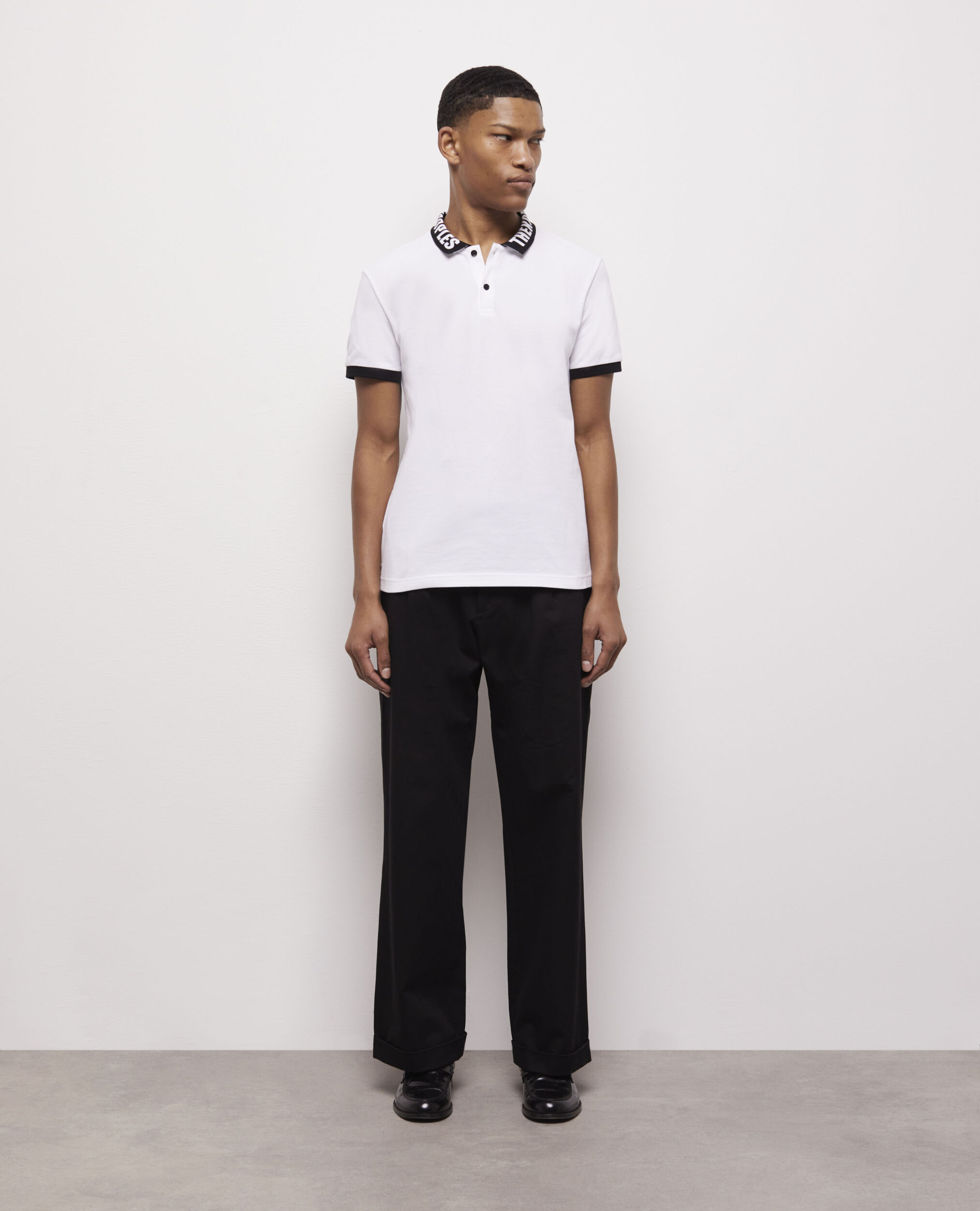 Polo à col logo blanc