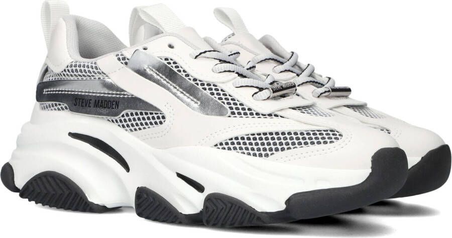 Steve Madden Witte Mesh Sneakers met Zilver en Wit Overlays White Dames