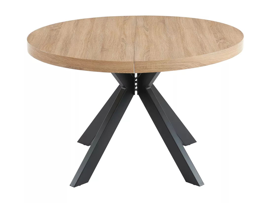 Table à manger extensible 4 à 8 personnes en MDF et acier - Naturel clair et noir - KOMONI