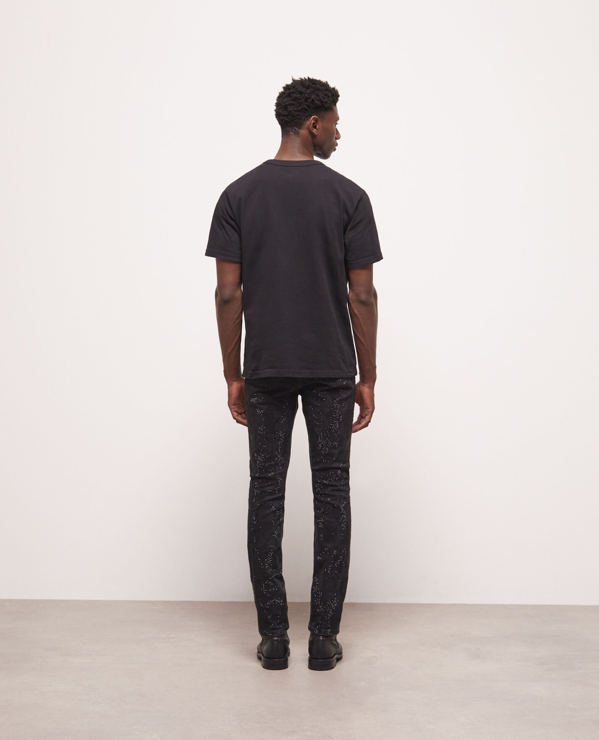 T-shirt à logo strass noir