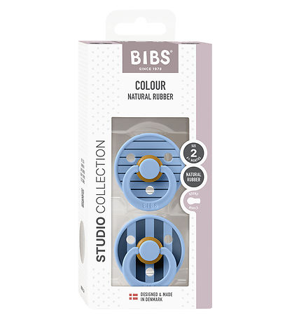 BIBS Colour Sutter - 2-Pak - Str. 2 - Rund - Sky Blue/Steel Blue