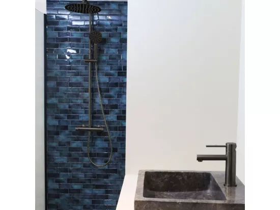 Luisa colonne de douche thermostatique gris gun métal - Essebagno