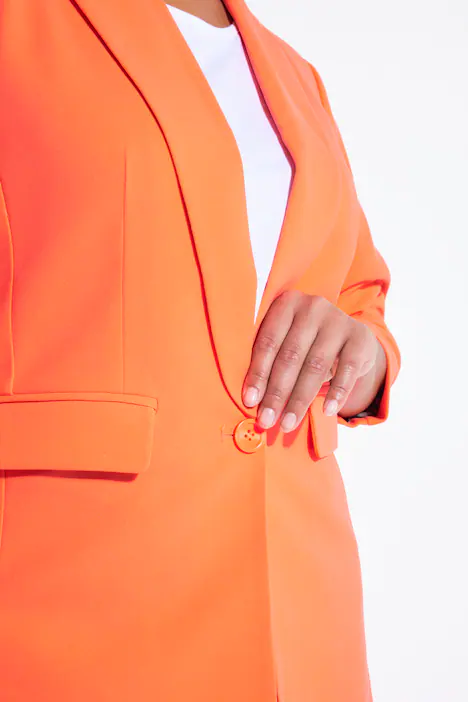 Blazer, offene Form, Reverskragen, Langarm, neon pink