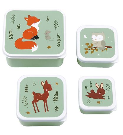 A Little Lovely Company Madkasses?t - 4 stk - Forest Friends Sag