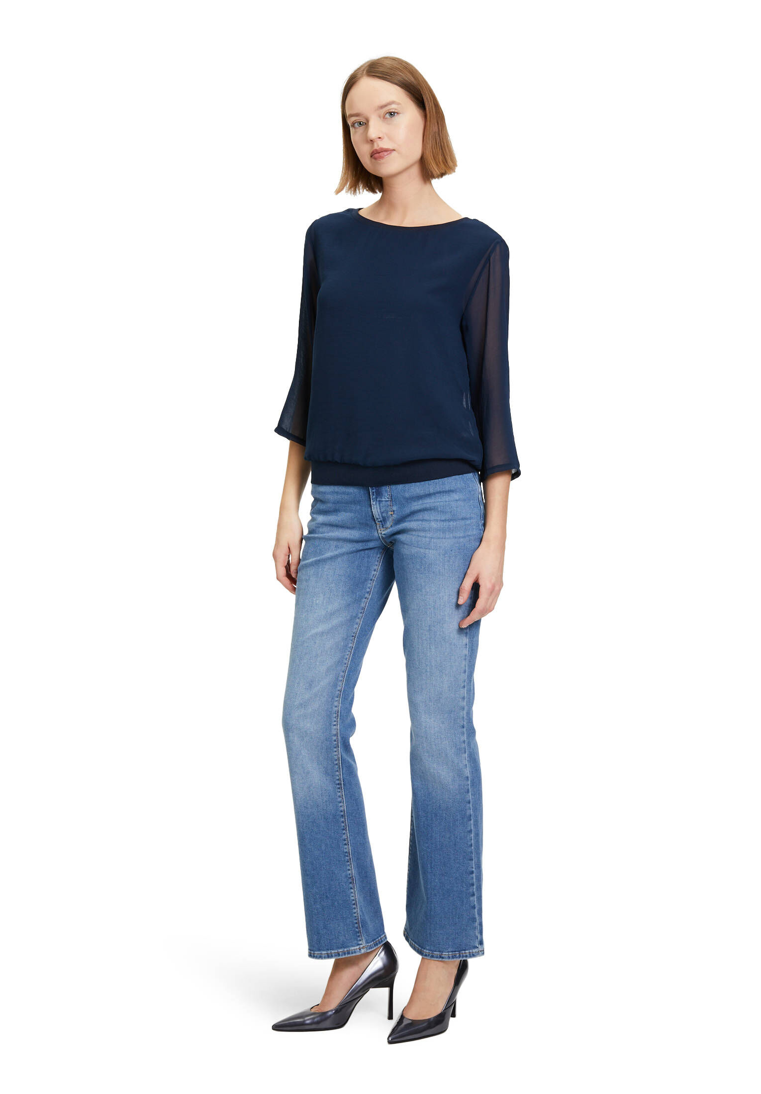 Betty & Co| Damen Blusenshirt mit Webbesatz