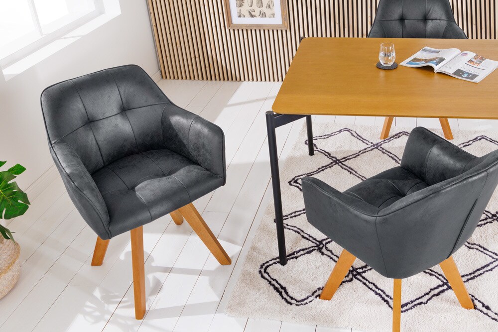 riess-ambiente Stuhl LOFT - antik grau drehbar Gestell aus massivem Buchenholz mit Armlehne