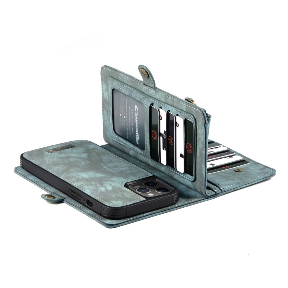 iPhone 12 / iPhone 12 Pro 2in1 Leder Tasche   Magnet Hardcase Karten Etui - Blau