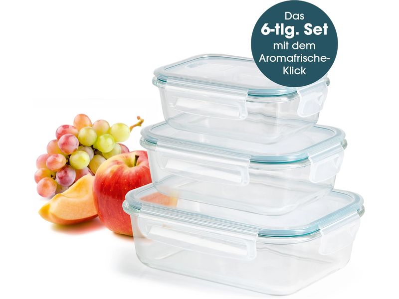 GOURMETmaxx Vorratsdose 3 Stück, Transparent Frischhaltedosen aus Glas