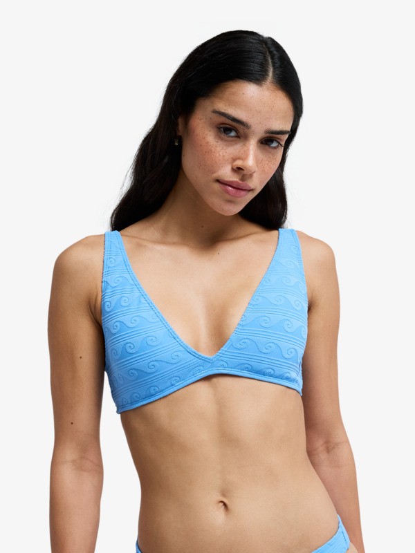 Paradise Wave Elongated Tri Haut de bikini triangle Bleu Femme