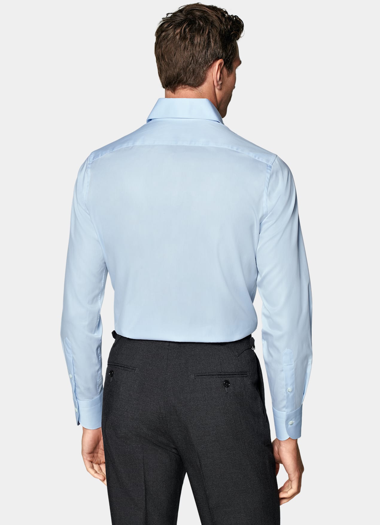 Chemise coupe tailored en popeline bleu clair