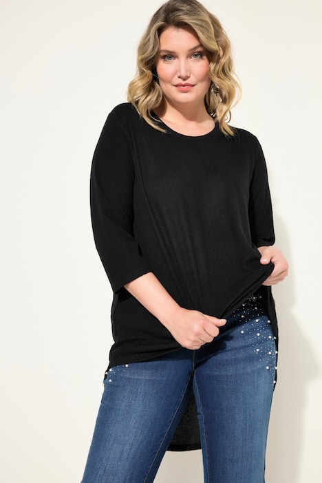 Pullover, A-Linie, gerundeter Saum, 3/4-Ärmel