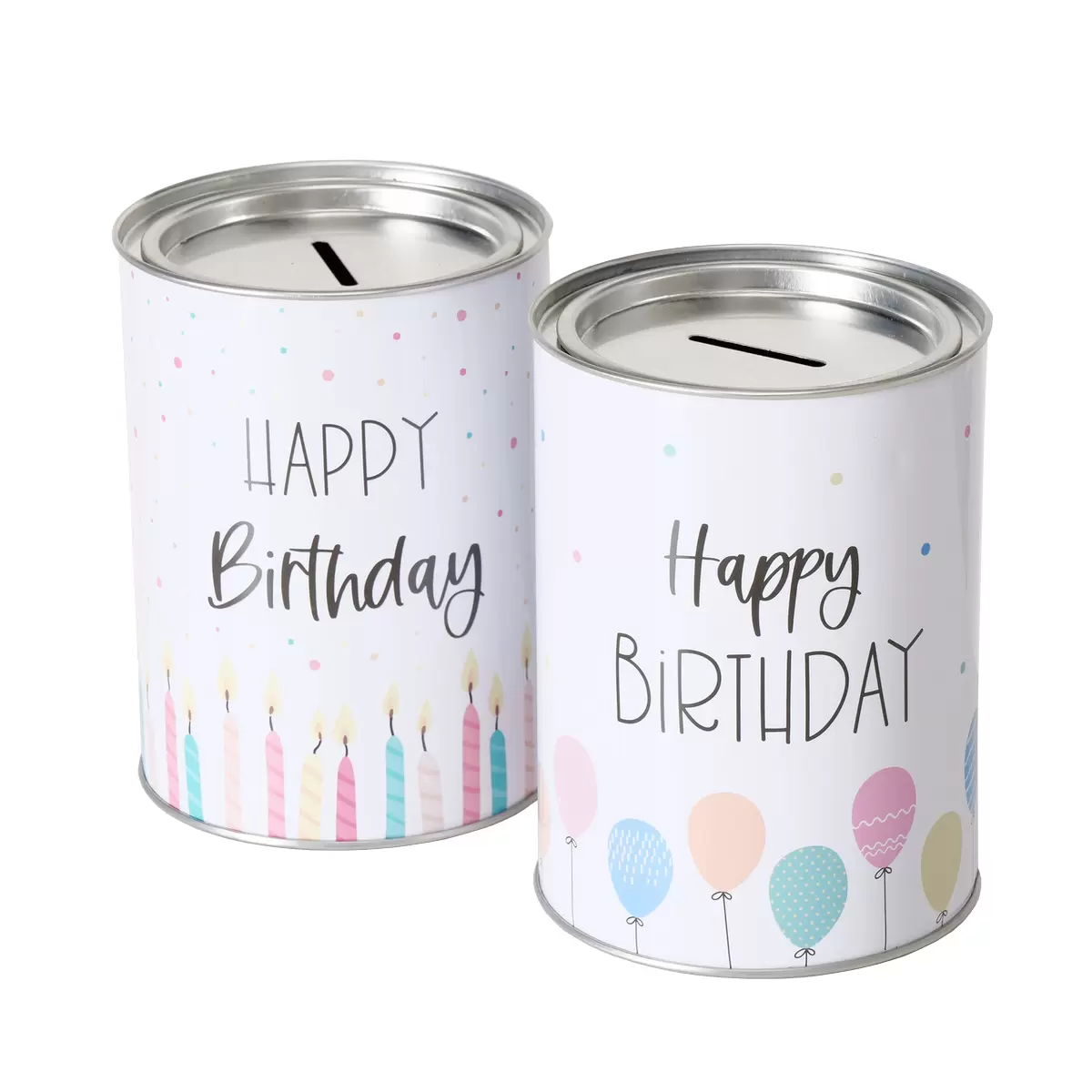 Spardose Happy Birthday hellblau,rosa,weiss
