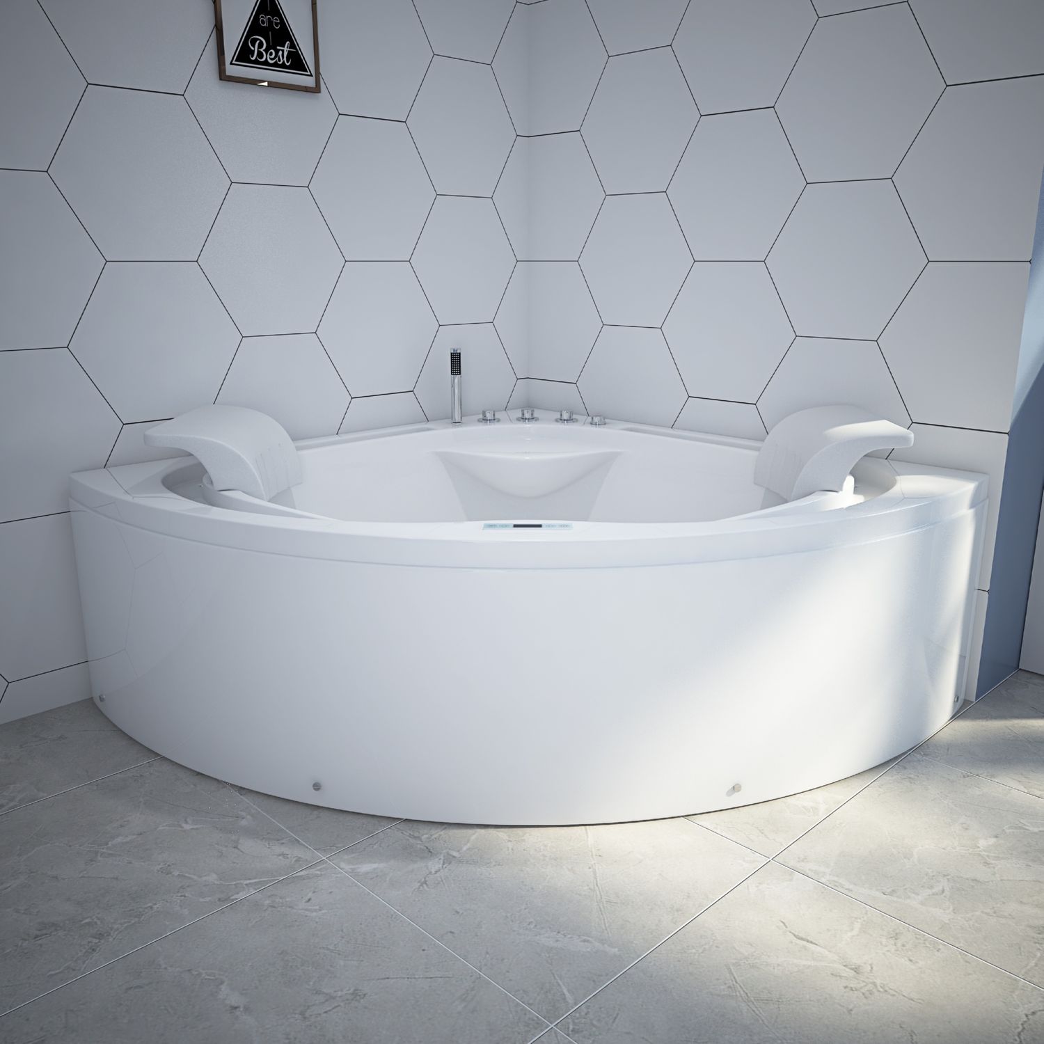 TroniTechnik® Eckwhirlpool ANDROS 160x160 Eckwanne Badewanne mit Whirlpool und Airpool Unterwasser LEDs inkl. Spülfunktion