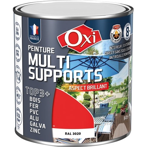 Peinture Brillante Multi-supports 0.5 L Top 3+ - Rouge Vif