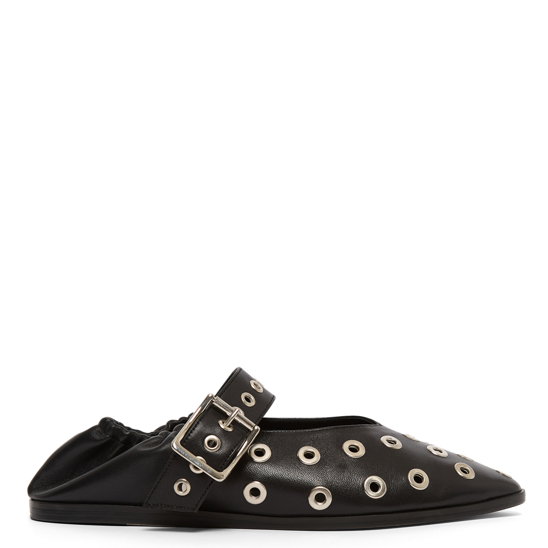 GIA - Ballerines en cuir à oeillets | Noir