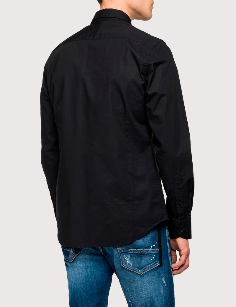 REPLAY CHEMISE SLIM MANCHES LONGUES HOMME NOIRE