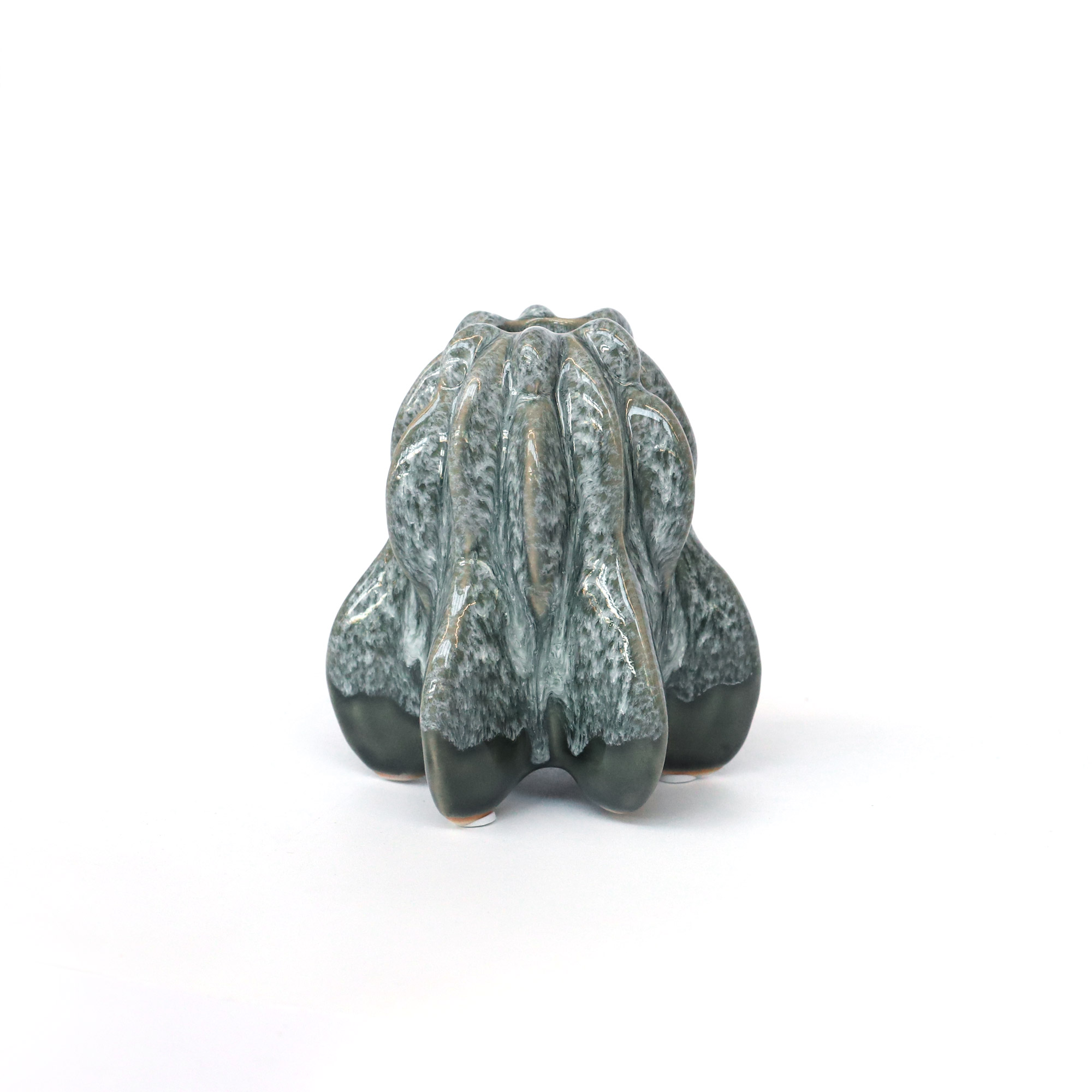 Keramik-Kerzenhalter, grau, B 10,6 cm, L 9,5 cm, H 11,5 cm von fischer's lagerhaus