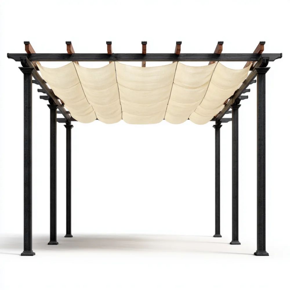 Pergola Metallrahmen 300x400x250 cm - Beige Sonnenschutz