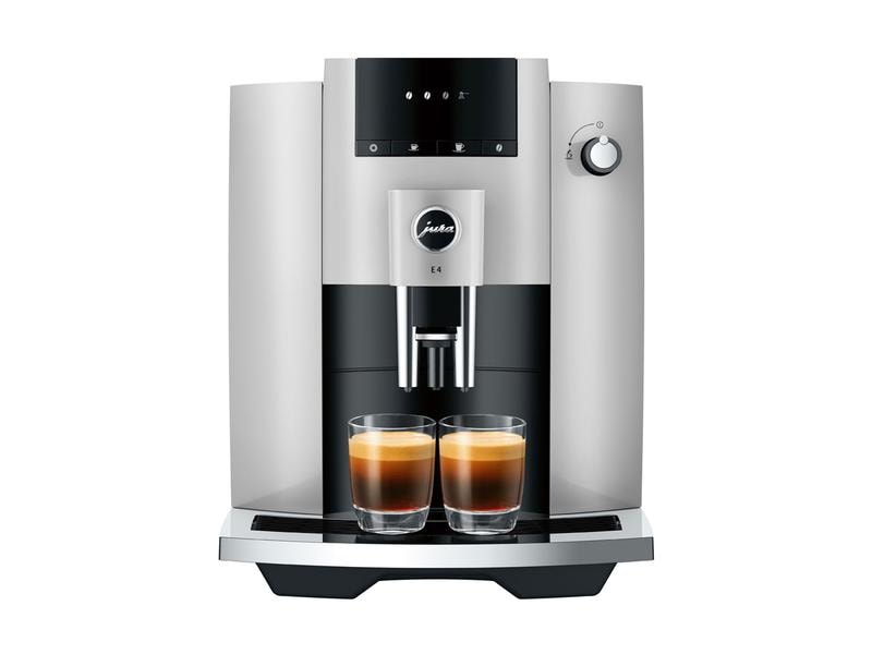 JURA Kaffeevollautomat E4 Platin (SA) Zweitassen-Vollautomat für fünf verschiedene Kaffeegetränke