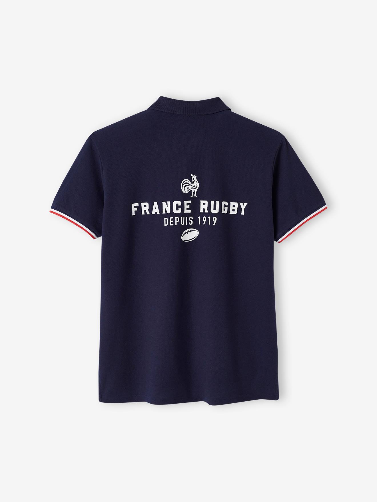 Camisa polo de manga curta France Rugby® para adultos, azul marinho
