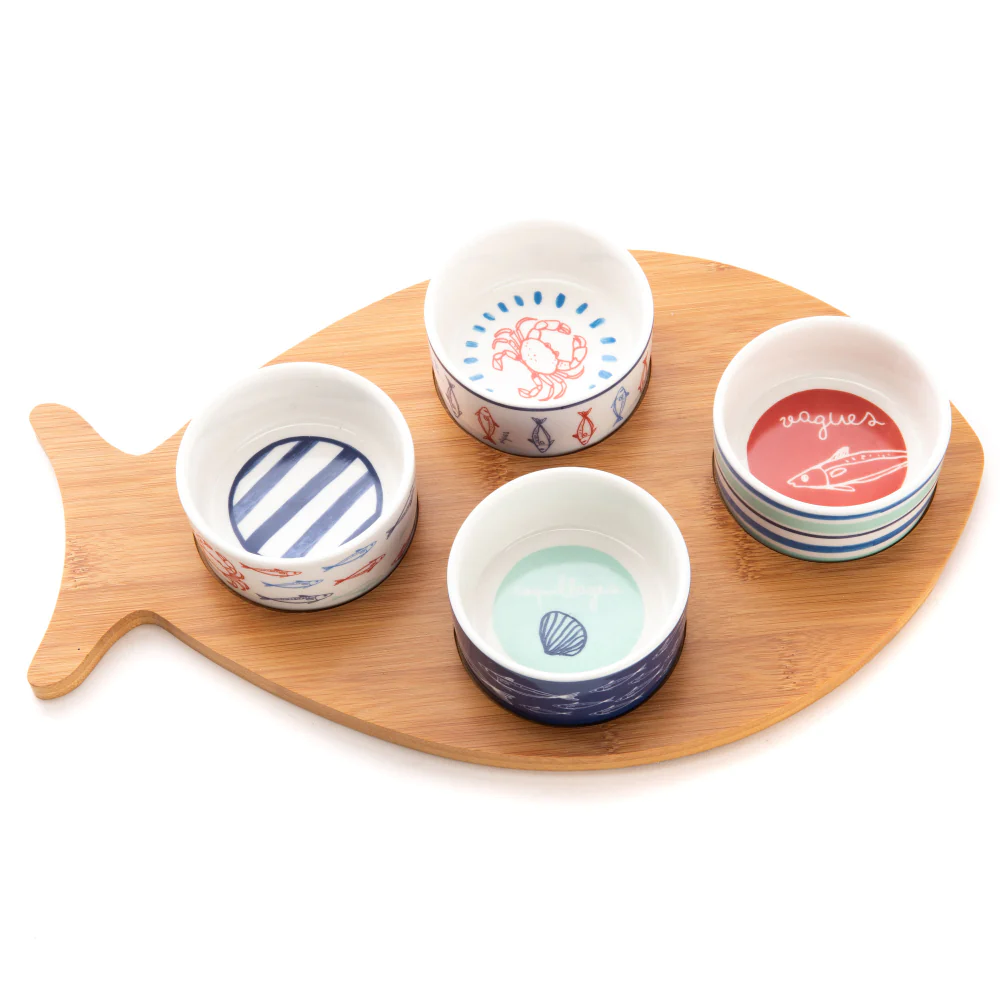 Plateau poisson et ses 4 bols Ariel Amadeus