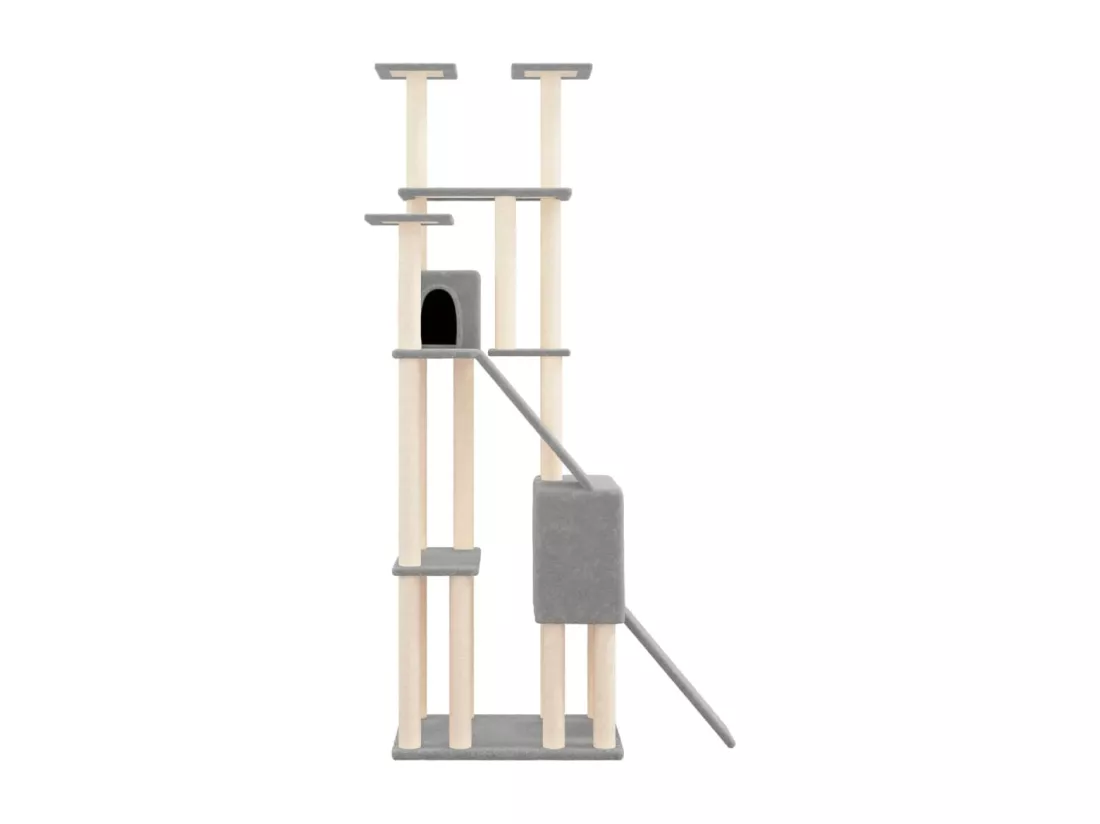 Arbre à chat avec griffoirs en sisal Gris clair 190 cm