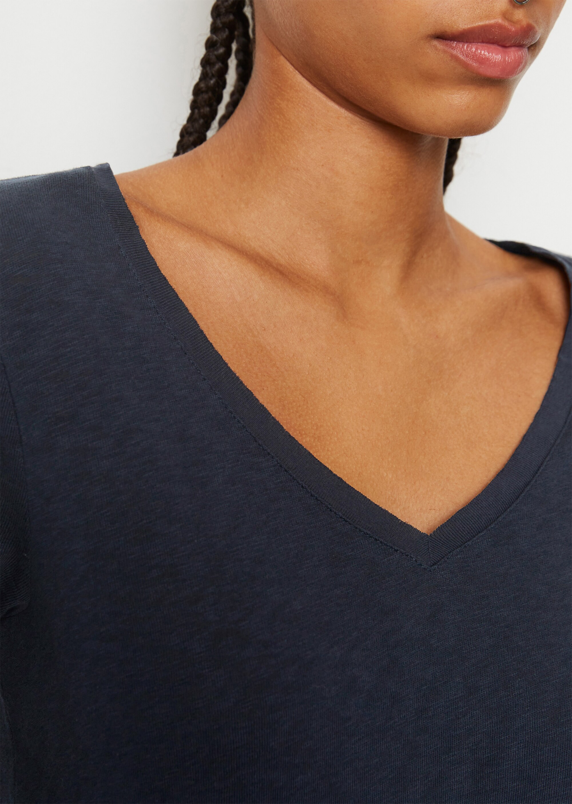 V-Neck-T-Shirt regular Organic-Slub-Cotton