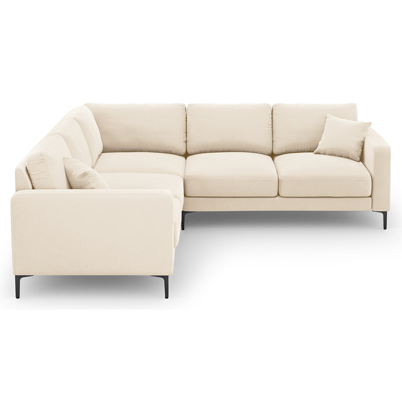 Mazzini Sofas Canapé d'angle Symétrique En Velours Venus 5 Places beige clair - 250x238x90 cm