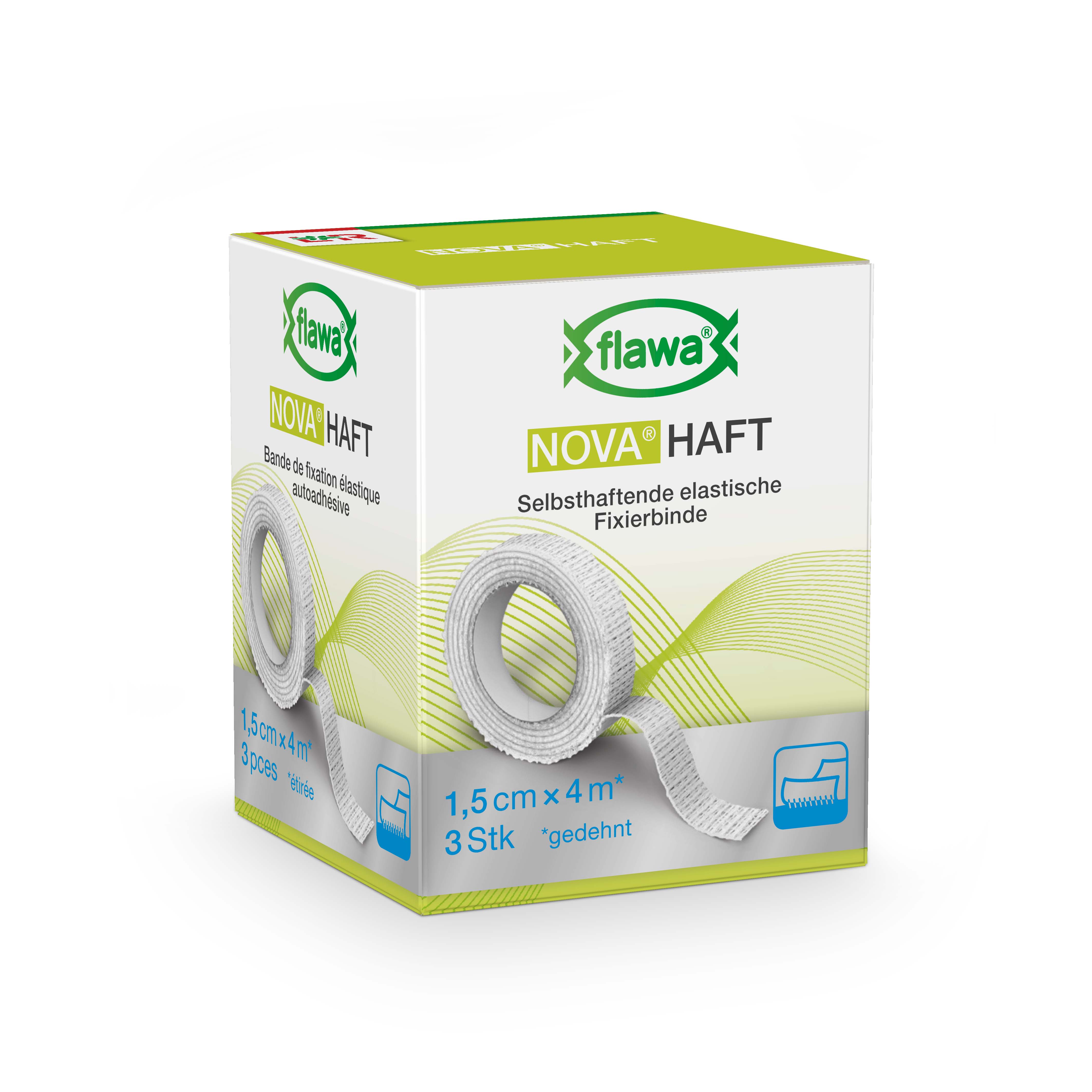 FLAWA Haft kohäsive Gazebinde<br>3 Stück, 1.5cmx4m