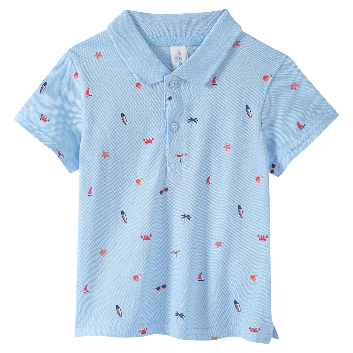Topomini Baby Poloshirt mit Allover-Print hellblau