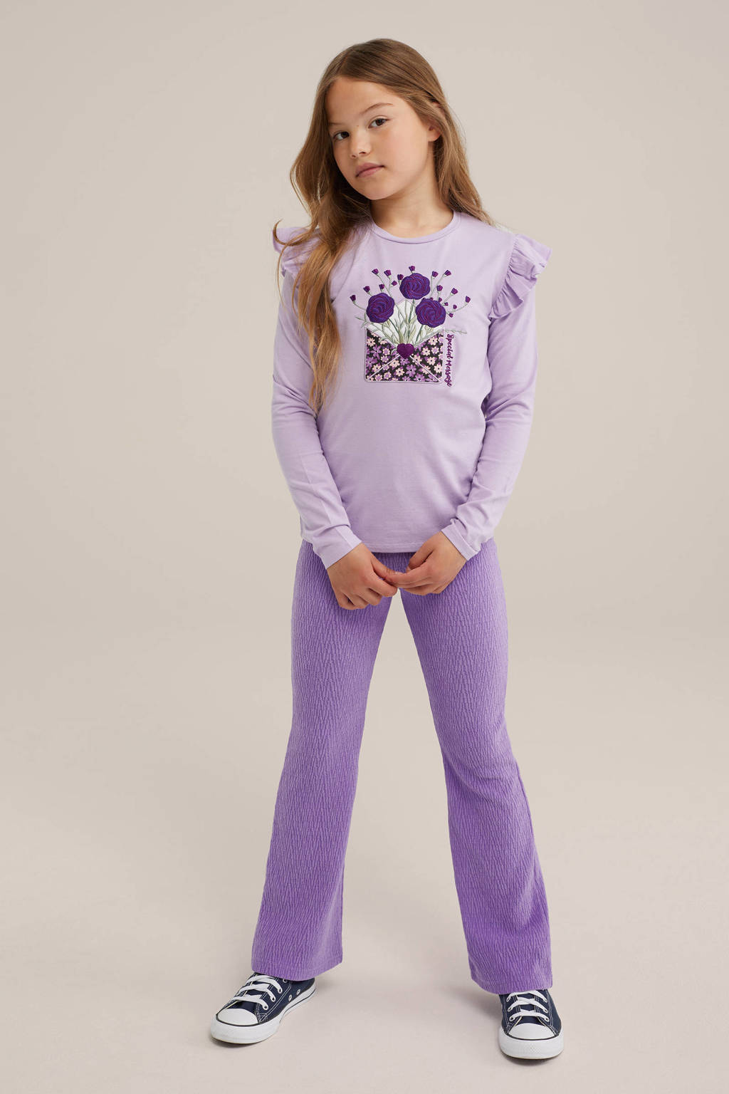 WE Fashion gestreepte longsleeve slate purple