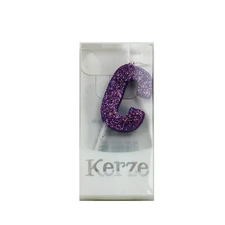 Trötsch Buchstabenkerze C, lila glitzer, 3x2x1cm