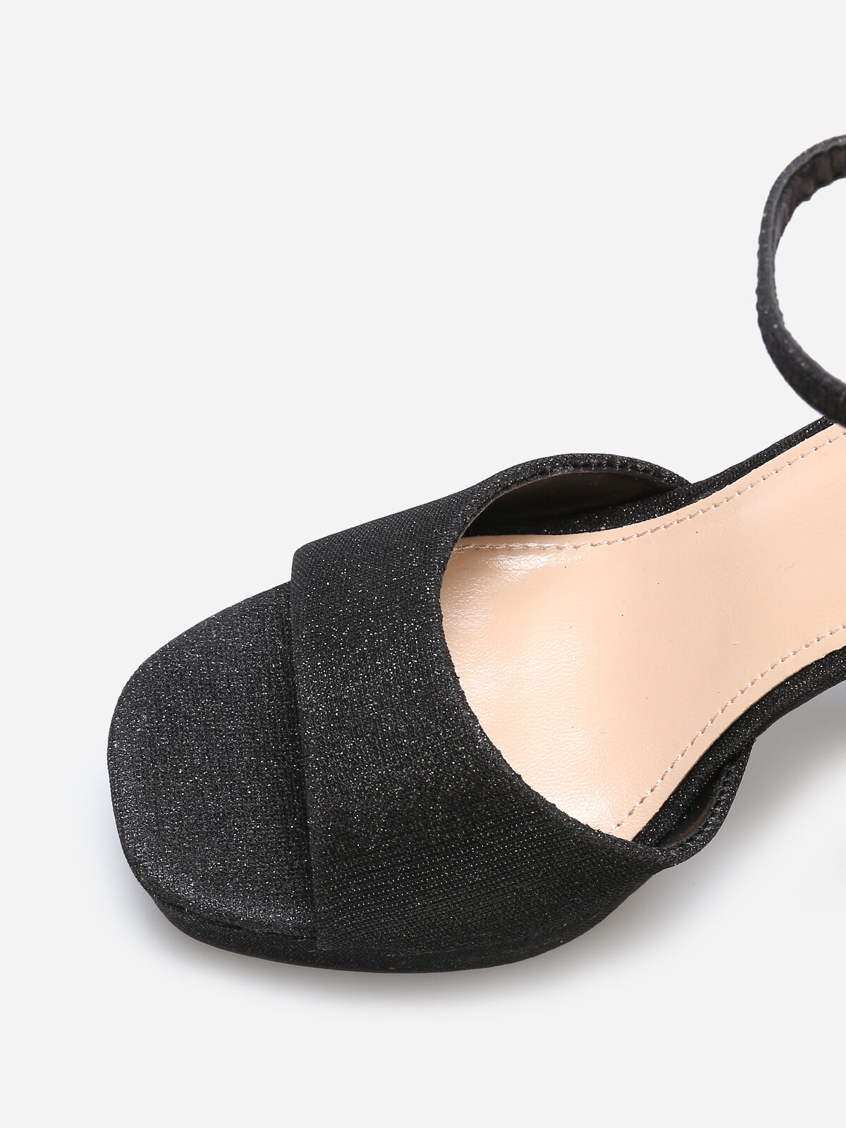Sandales pailletées à talon haut- Noir