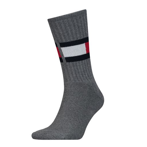 Tommy Hilfiger Flag Strømper, Middle Grey Melange, 39-42