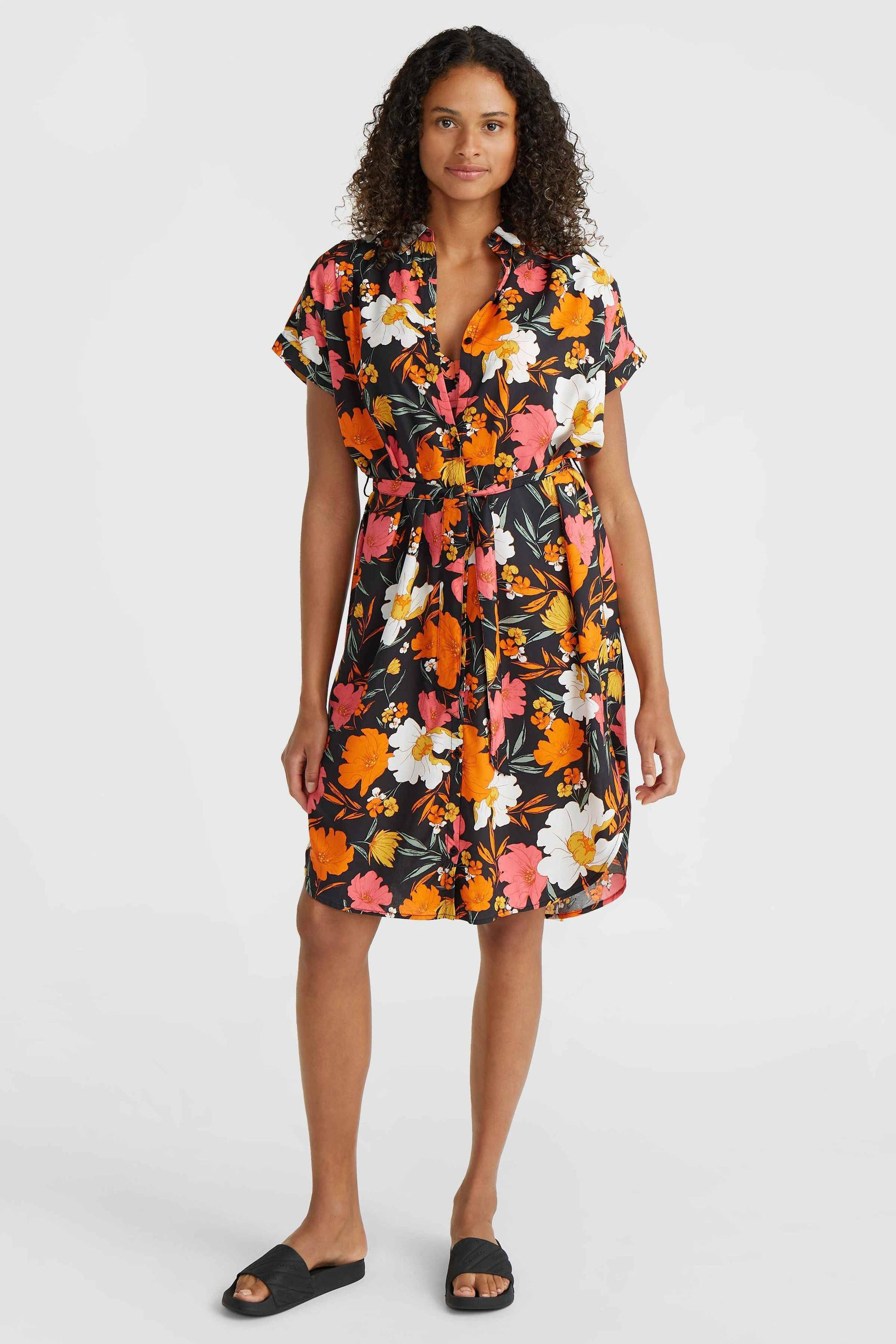 O'Neill strandjurk Cali Beach zwart/oranje/roze