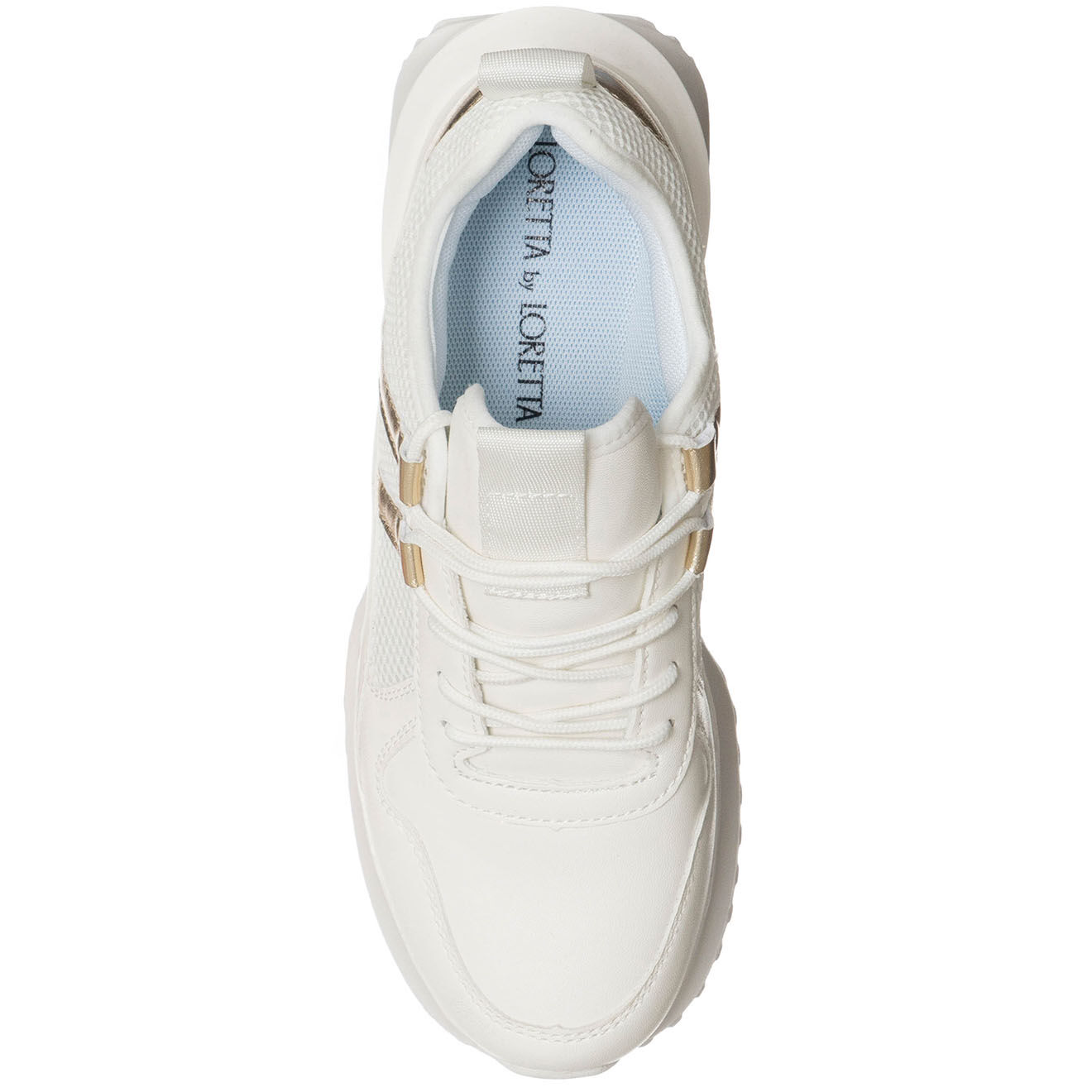 Loretta by Loretta Sneakers Tania blanc/doré - Plateforme 4 cm