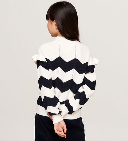 Tommy Hilfiger Bluse - Strick - Wellig Stripe - Ivory Petal Stri