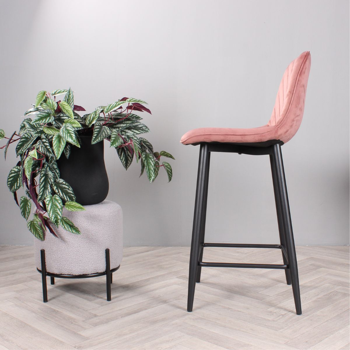 DS4U - Gaby barkruk velvet 65 cm 2.0 - roze