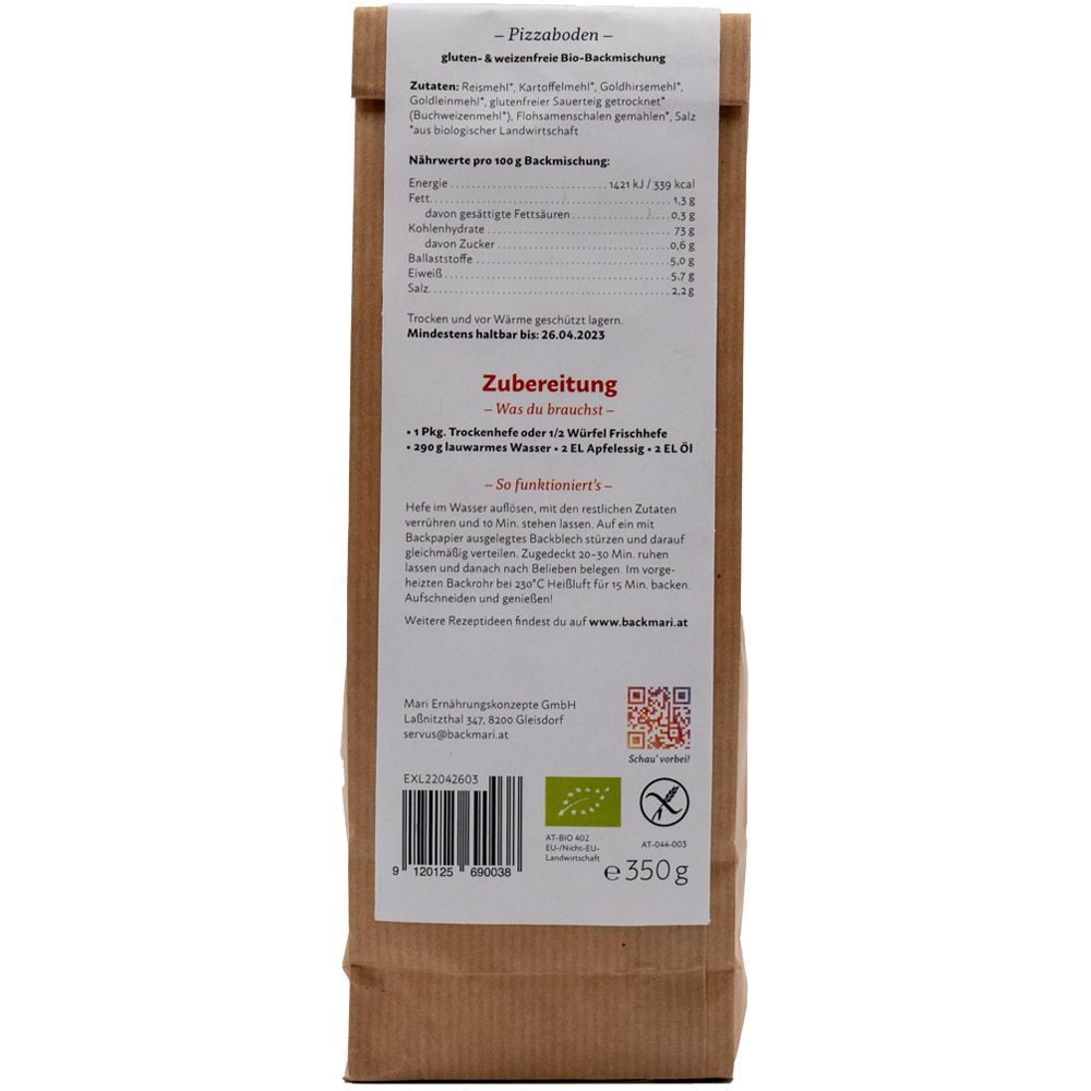 Backmari Leischn Pizzaboden Backmix glutenfrei