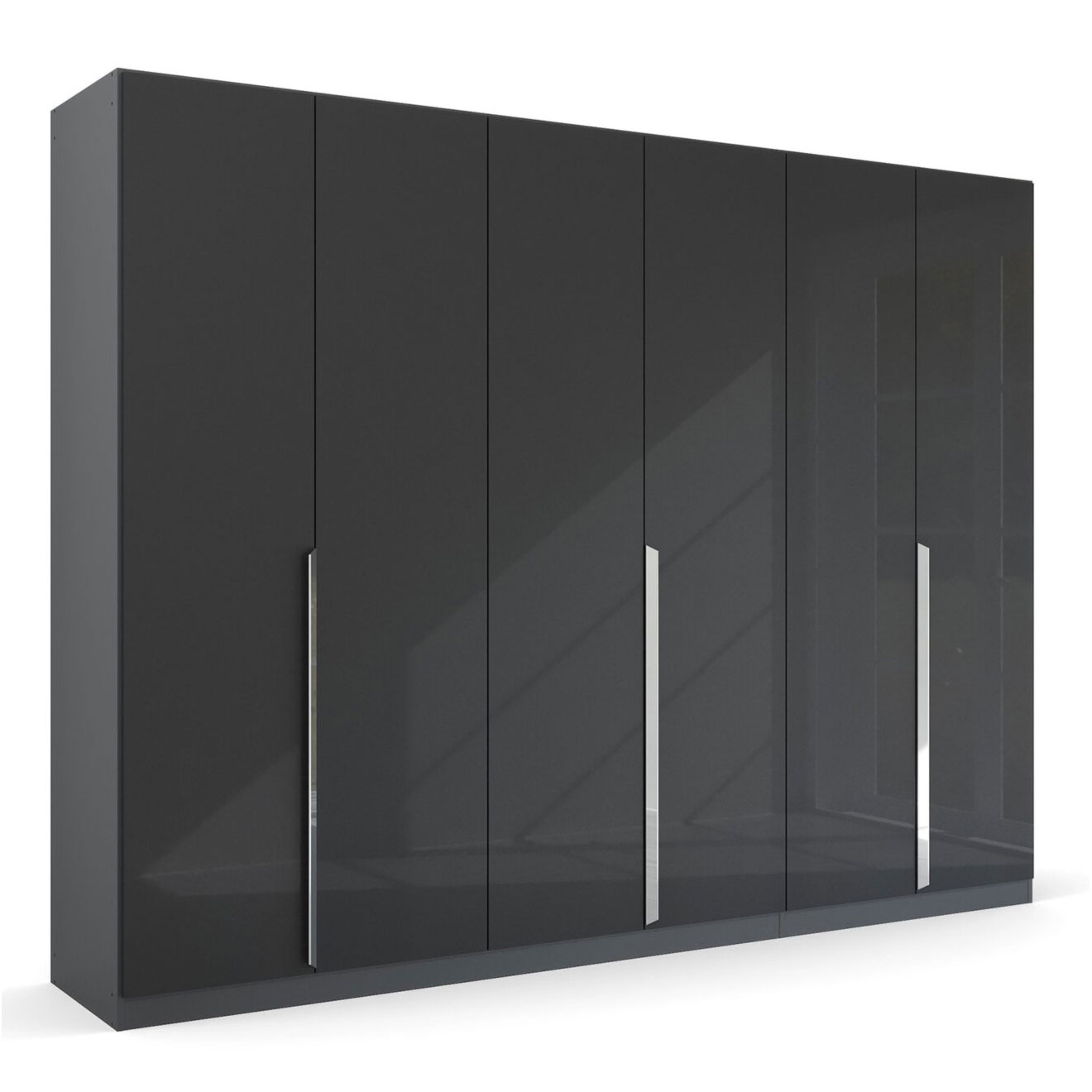 Drehtürenschrank - Hochglanz grau - 6 Türen - 271 cm