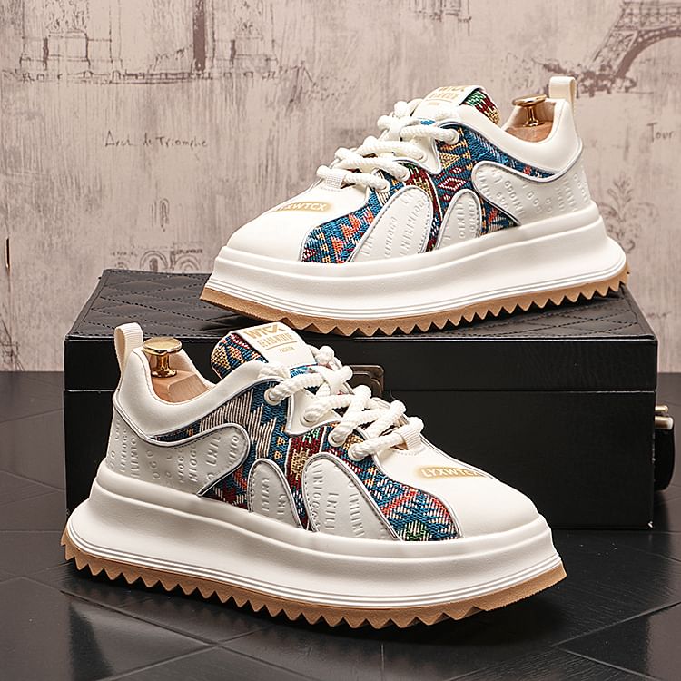 Mr Ozera - Patchwork veterschoenen met plateauzool
