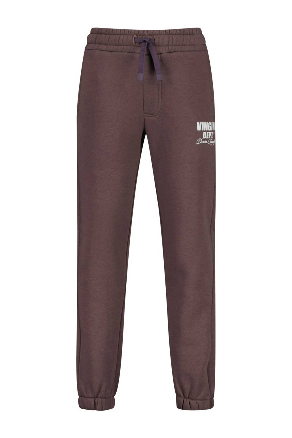 Vingino tapered fit joggingbroek Basic met printopdruk aubergine