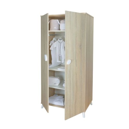 Chambre TRIO Lit 60x120 Commode Armoire EDEN Bois/Blanc - BEBE9 CREATION