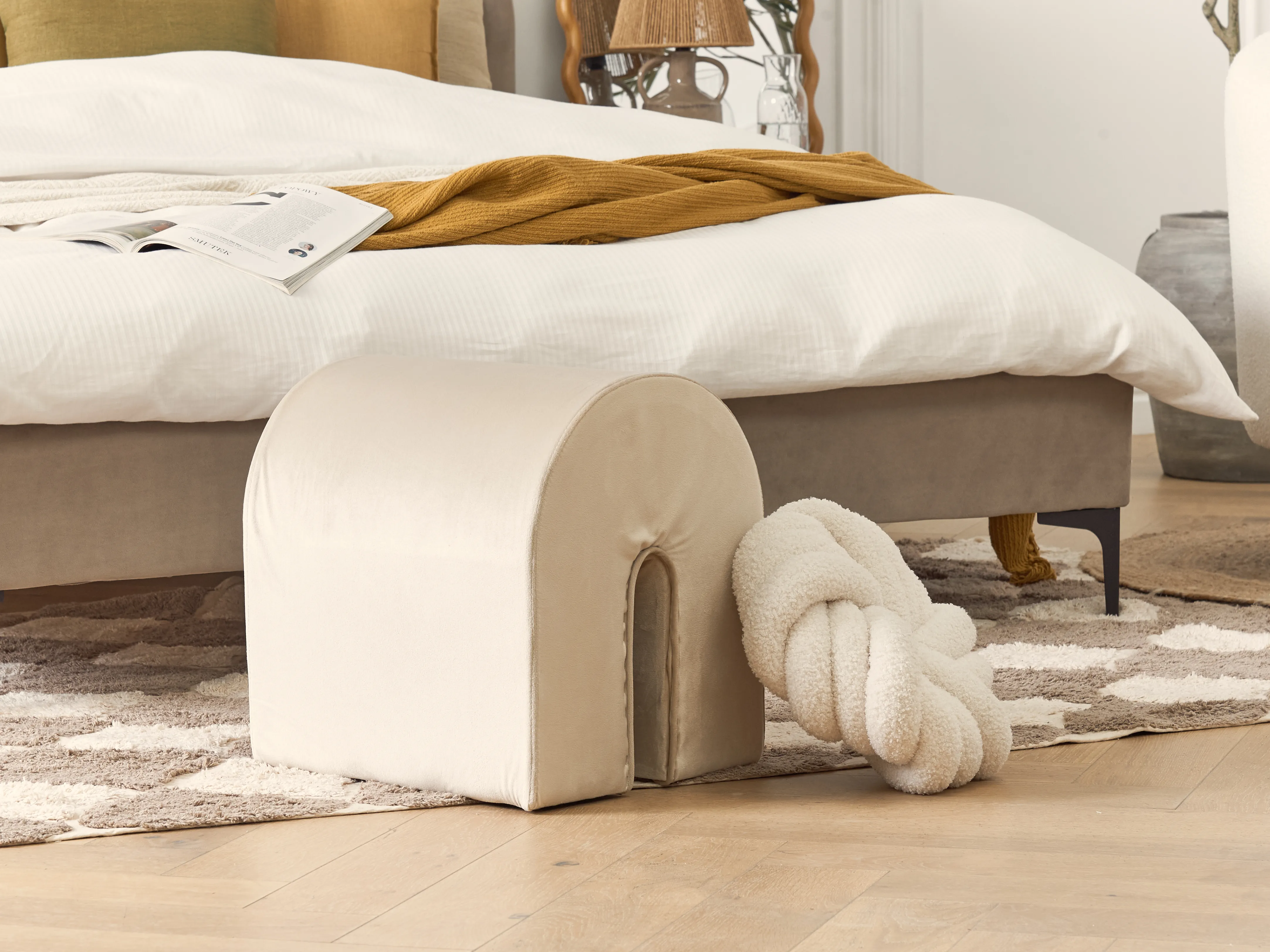 Poef MODOC Fluweel Beige