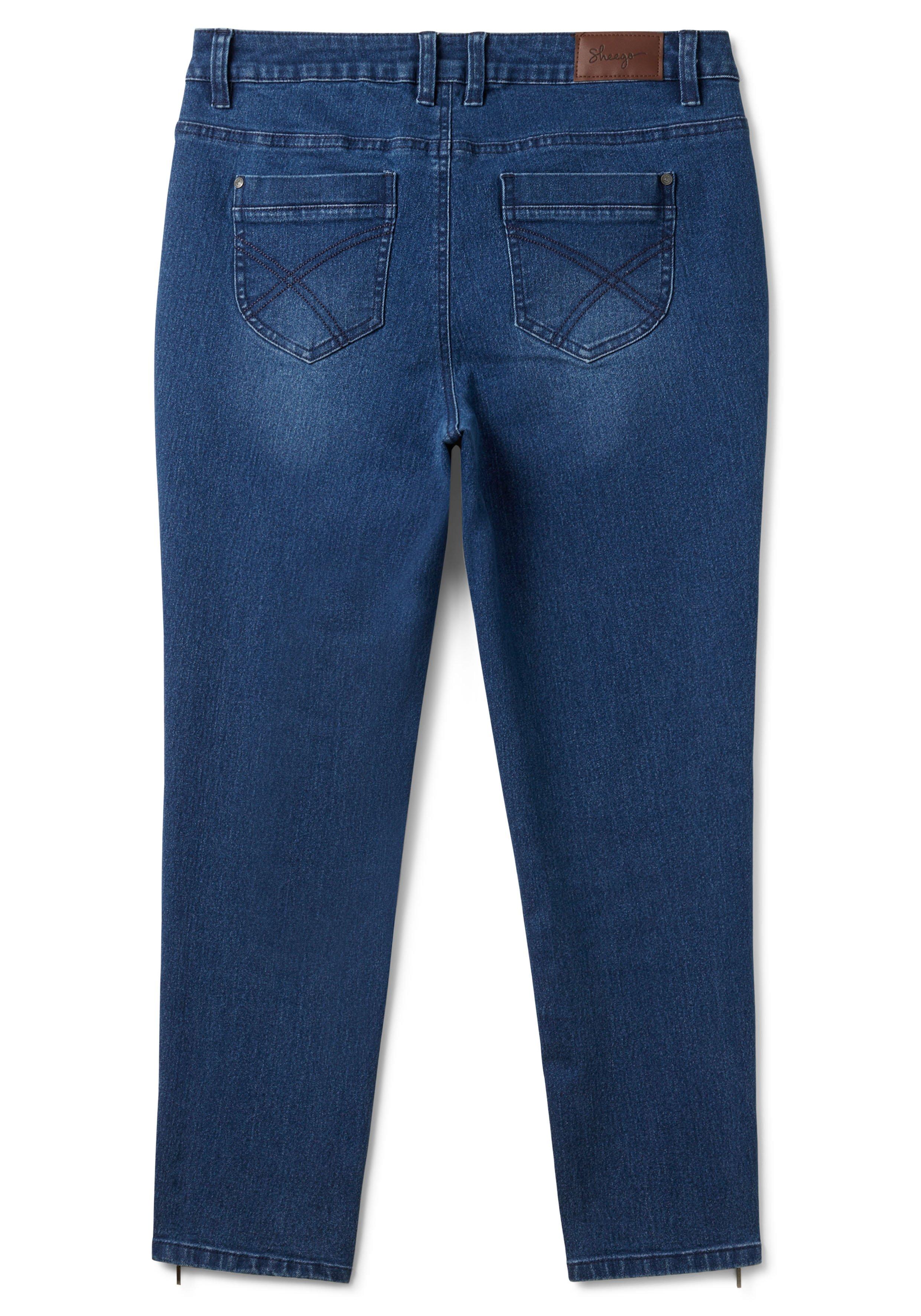 Schmale Jeans mit Zippern am Saumabschluss
