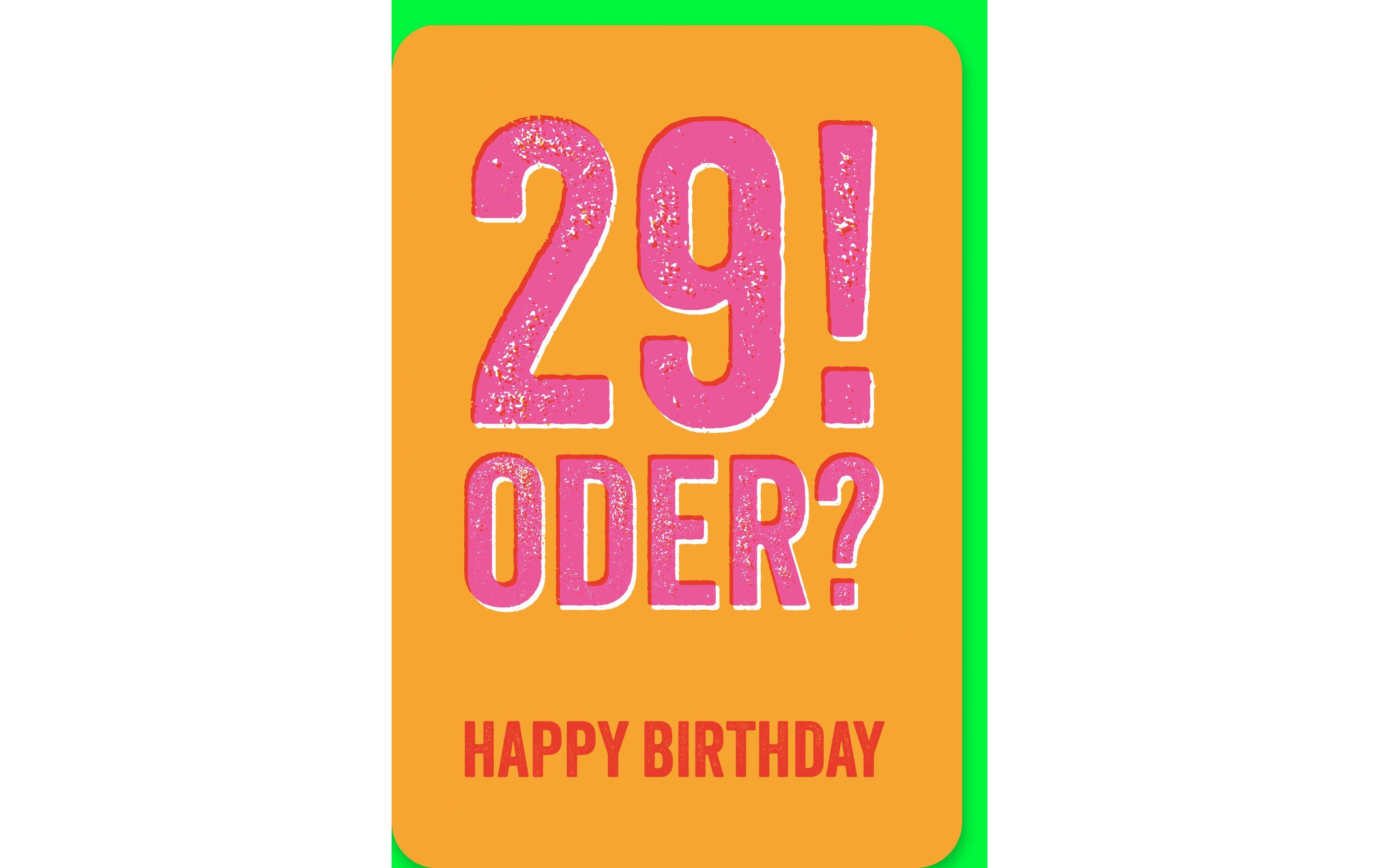 Geburtstagskarte Happy Birthday 29 11.5 x 17 cmGratulationskarte zum Geburtstag
