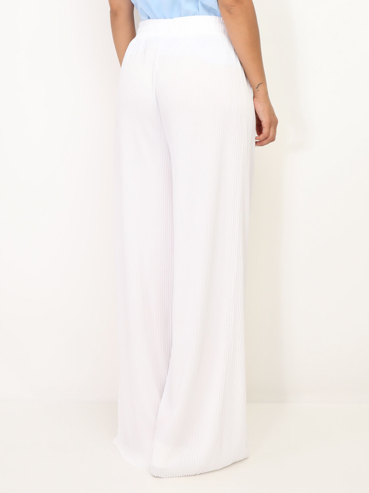 Pantalon large plissé- Blanc
