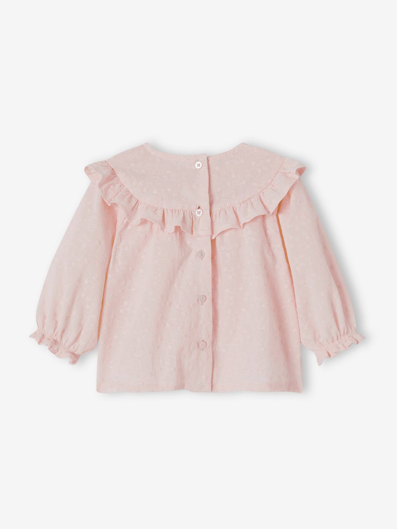 Blusa bordada off-white com babados para bebê